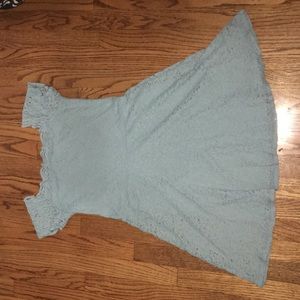 A baby blue lace dress
